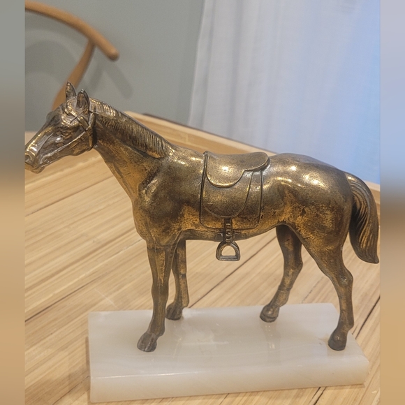 Brass Horses Mounted on Marble Bases - Picture 5 of 16